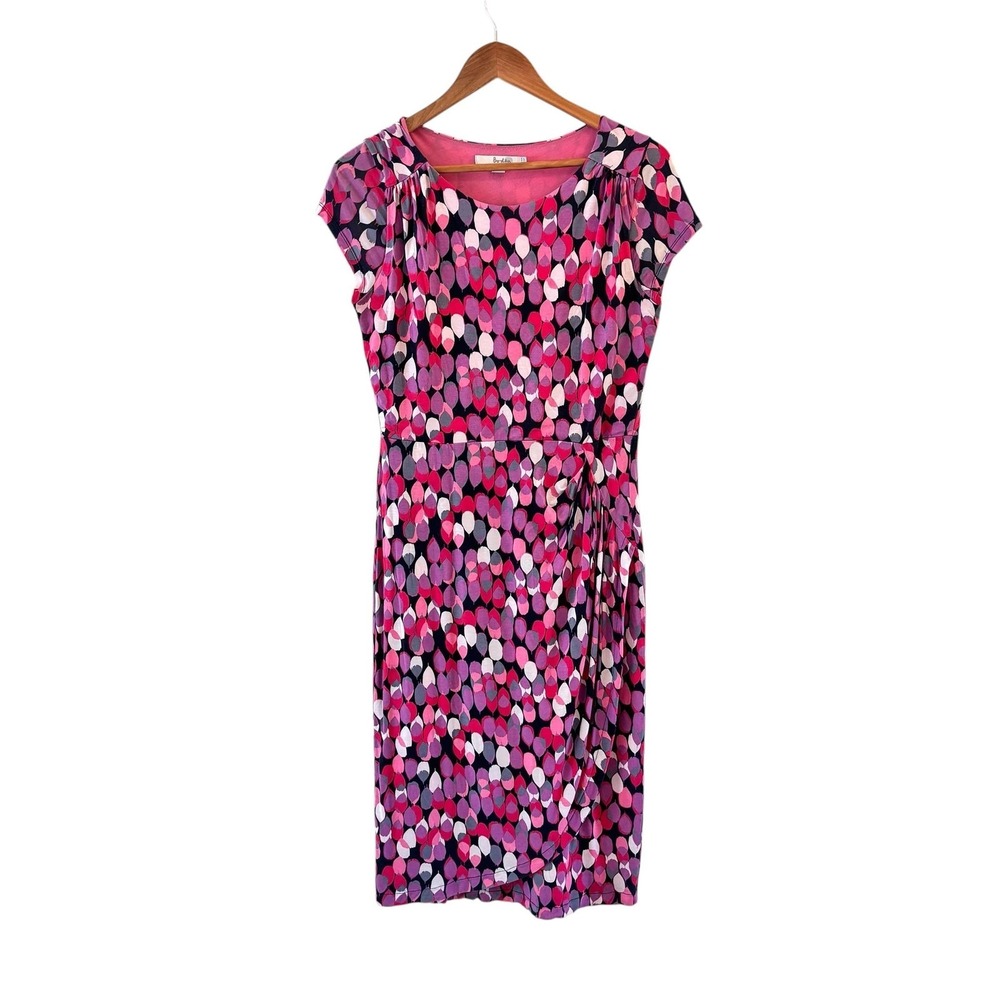Boden Floral Sheath Dress Womens 6 Pink Midi Pleated Stretch Career Modest